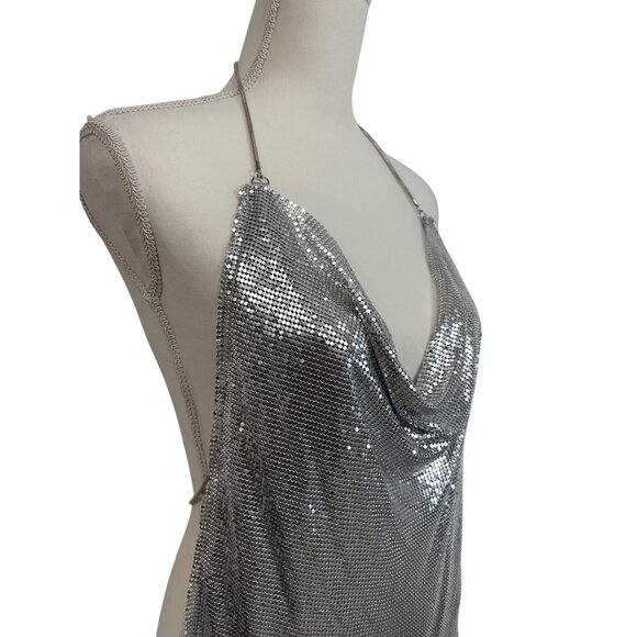 h:ours x Bridget Chainmail Halter Top in Silver Small New Womens Metal Tank - Picture 5 of 9